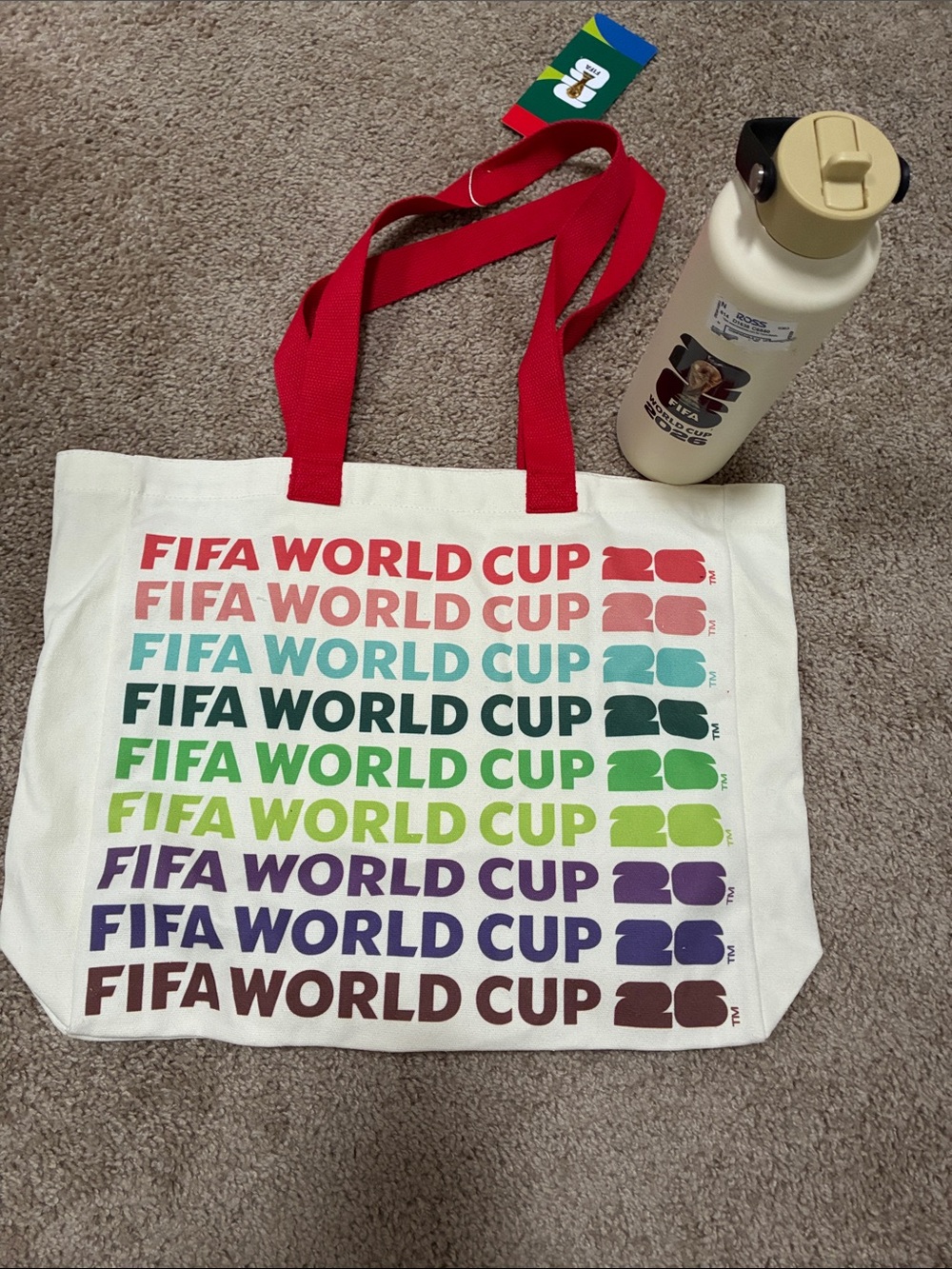 FIFA World Cup Canvas Tote Bag and FIFA Water Bottle